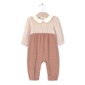 City Mouse Toddler Muslin Colorblock Long Romper - Copper (2T)